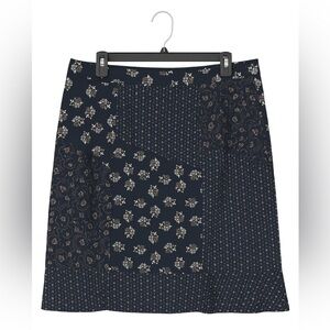 Ann Taylor Black Gold Patchwork Skirt Size 12 Size Zip Ruffled Bottom